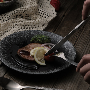 Unique Stainless Steel 304 Knife and Fork Spoon Royal Stone Pattern Handle Cutlery Silver Flatware <b>Sets</b> - Product Image 5