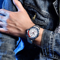 Montre mécanique étanche en acier inoxydable, montre d'affaires multifonctionnelle lumineuse pour hommes, aiguilles lumineuses, affichage de la Date