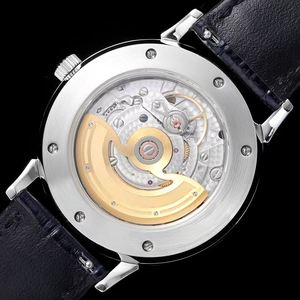 Reloj Mecánico de Alta Gama para Hombre, Correa de Cuero Negra de Primera Calidad, Esfera Azul Luminosa, Resistente al Agua, con Reserva de Energía y Cristal de Zafiro, en Oferta - Product Image 4