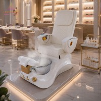 Fauteuil de pédicure professionnel en or blanc avec drainage automatique et système de jets sans tuyauterie pour mobilier de salon