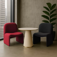 Fauteuil individuel de style nordique minimaliste moderne, en tissu velours rouge vin, durable, pour salon