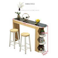 Table de bar étroite moderne avec plateau en verre trempé, étagères de rangement, séparateur de couloir, table d'appoint de canapé, comptoir à pieds hauts avec ensemble de tabourets