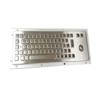 LED lampu latar USB mekanik industri kios Keyboard besi tahan karat berkabel logam dengan Trackball PC - 800TB 87 tombol