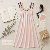 Meilleur Choix Robe de Nuit Longue en Coton Tricoté Lavé pour l'Été, Sexy, à Lacets et Dos Nu, pour la Détente Quotidienne à la Maison