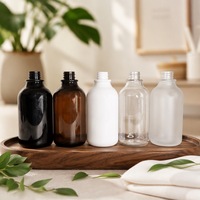 Flacon cosmétique rond givré vide pour gel douche 300ml 500ml, emballage de luxe pour soins de la peau, flacon de lotion personnalisé avec pompe