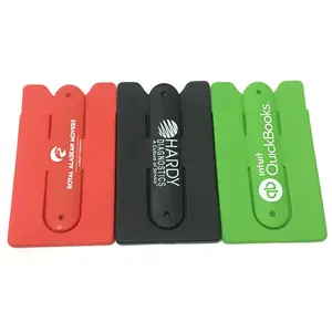 3M Sticky Business Card Holder Kickstand Silicone Smart Wallet With Phone Stand