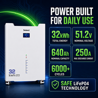 Système de stockage d'énergie solaire hybride domestique avec batterie au lithium LiFePO4 de 32 kWh, conception modulaire empilable, BMS intelligent, sortie AC