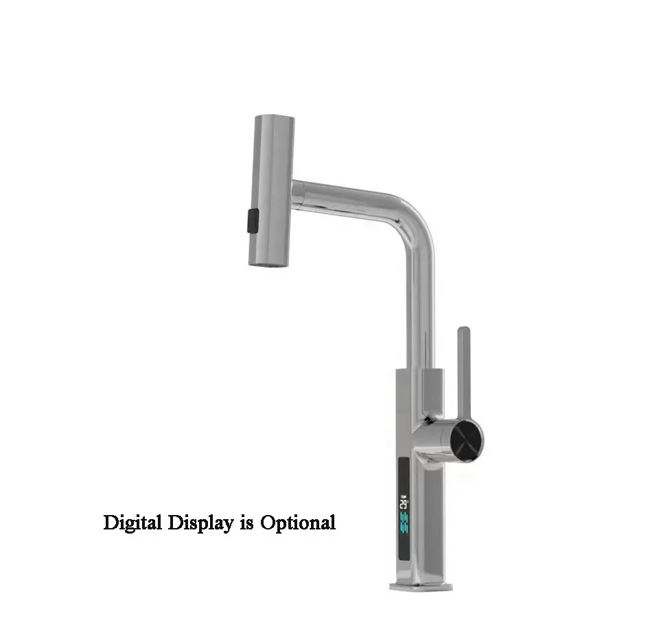 Innovative Waterfall Design Kitchen Sink Faucet 3 Function Sprayer Single Lever Pull Out Sink Mixer Taps For Kitchen