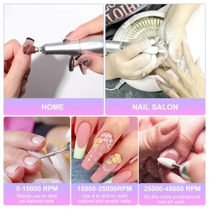 เครื่องเจียรเล็บไฟฟ้า 45000 รอบต่อนาที เครื่องเจียรเล็บมืออาชีพสำหรับเจลทาเล็บ แบบชาร์จไฟได้ พกพาสะดวก อุปกรณ์ทำเล็บ - Product Image 5