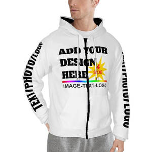 Sudadera con capucha y cremallera completa de algodón grueso para hombre y mujer con logo OEM personalizado - Product Image 3