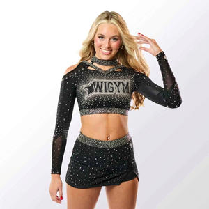 OEM Printed Beaded Customizable Color Logo Sublimated Pattern <b>Rhinestone</b> Applique Stretchable Fit Competitive Cheerleading - Product Image 1