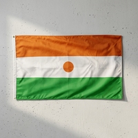 Drapeau du Niger suspendu personnalisé avec logo, taille 3*5FT, toutes tailles disponibles, drapeaux nigériens orange, blancs et verts