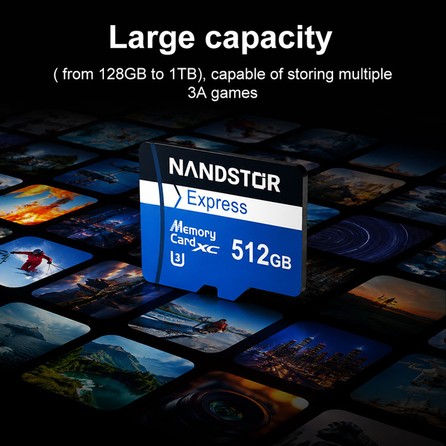 Nandstor Factory Wholesale Express Memory TF Card High Endurance A2 High Speed 256G 512G OEM Memory Card for Switch Drone