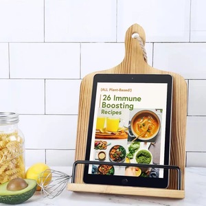 Wooden Recipe Rack <b>Tablet</b> <b>Stand</b> Adjustable Height Desktop Holder Simple Style Wood Grain Color Customizable Size - Product Image 1
