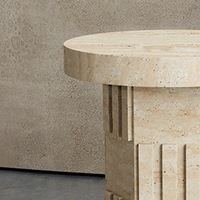Offre Spéciale Table d'appoint de forme ronde de style simple Table basse en travertin naturel beige moderne pour salon de luxe