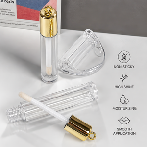 Gloss à lèvres naturel haut de gamme anti-adhésif avec capuchon doré, anneau de suspension, tube fin et rond pour maquillage quotidien, marque privée - Product Image 6
