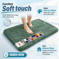 Tapis de bain en chenille antidérapant avec support en PVC, absorbant, lavable en machine, design moderne pour salle de bain, douche, toilettes, entrée, cuisine