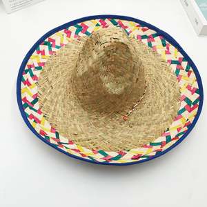 Sombrero de Paja Tejido a Mano Estilo Mexicano Personalizado, Sombrero de Sol de Fibra de Bambú Natural, Accesorios para Fiesta, Carnaval, Fotomatón, Ala Flexible - Product Image 5