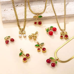 Colgantes de Lujo de Acero Inoxidable 316 con Baño de Oro de 14k y 18k, Resistentes al Deslustre, con Dije de Cereza para Fabricación de Joyas, Ideales para Collares y Pulseras - Product Image 1