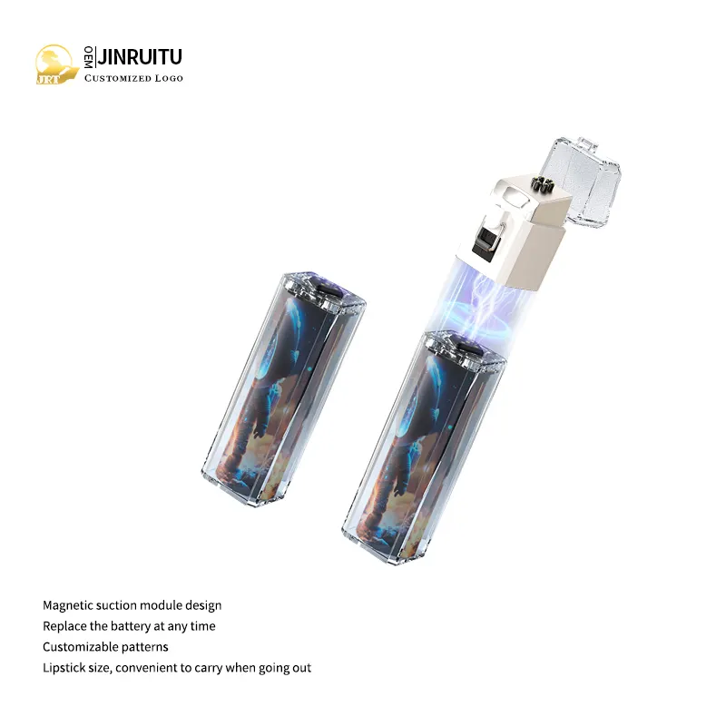 Özel erkek hediye için taşınabilir elektrikli çakmak USB şarj edilebilir 2-in-1 manyetik dekompresyon mobil güç kaynağı