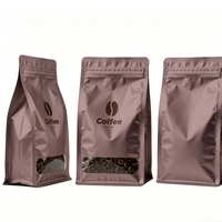 Sacs à café en aluminium argenté avec valve et fenêtre refermables pour grains de café, sucre et collations