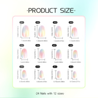 AIERFEI – Lot de 24 faux ongles courts ovales, effet œil de chat holographique arc-en-ciel, à presser, vente en gros