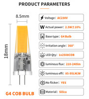 Ampoules LED décoratives 2,5W AC COB G4/G9 à prix de gros de Chine, mini-lampes LED bougies pour l'aménagement paysager, certifiées CE ROHS