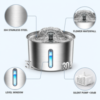 Distributeur d'eau automatique luxueux et écologique en acier inoxydable avec capteur de mouvement infrarouge intelligent pour chiens et chats