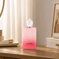 Flacon de parfum en verre rectangulaire de 100 ml, dégradé rose, givré, conteneur cosmétique, emballage décoratif