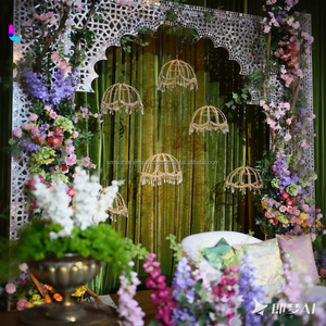 Ensemble d'arche de mariage au design moderne et lisse, design creux, style indien de luxe, décoration de scène pour événements de mariage, panneau de fond - Product Image 1