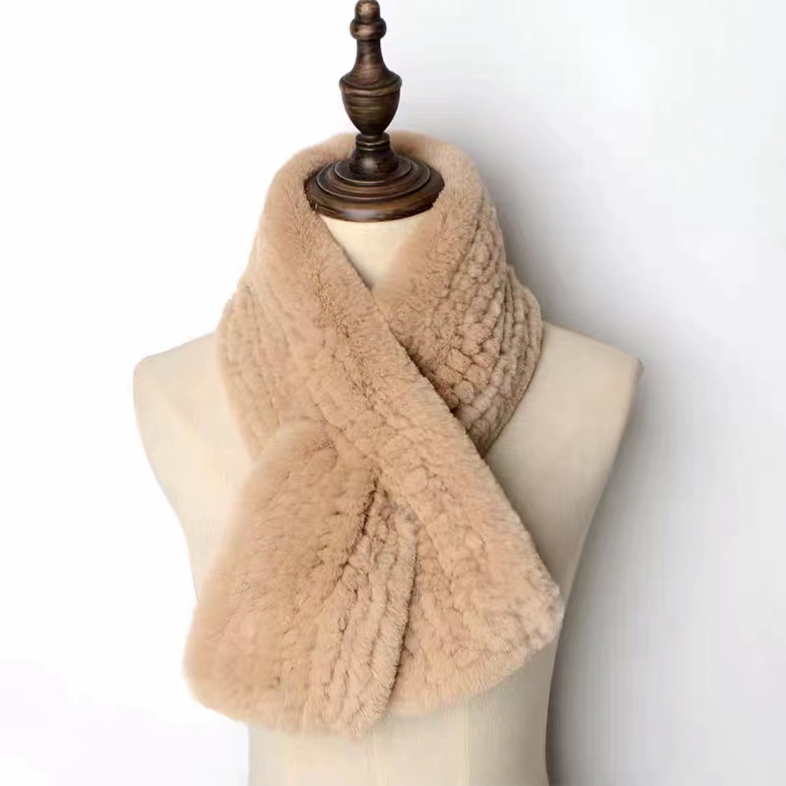 Оптовая продажа, зимний шарф из кролика Рекс, меховые шарфы, плюшевый шарф на шею