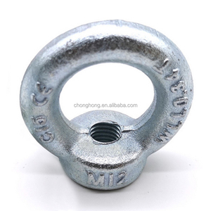Haute qualité M6 M8 <span class=keywords><strong>M10</strong></span> M12 écrou de boulon en acier au carbone forgé en forme d'anneau rond écrous à œil DIN 582 écrou à œil de levage galvanisé - Product Image 1