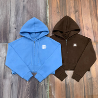 Sudadera con capucha de forro polar suave y cálido de 330 g/m² para mujer, personalizada con bordado 3D de alta calidad, con cordón, para gimnasio, deportes, ecológica, estilo crop top
