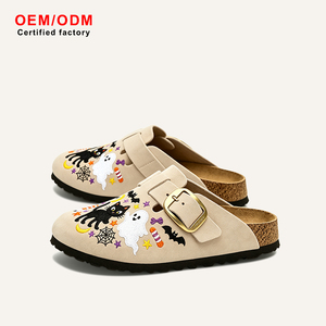 Sabots mules en daim de vache Halloween, semelle en bois, à enfiler, confortables, antidérapants, douillets, classiques, durables, légers, chaussures plates décontractées 2026 - Product Image 1