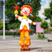 Vente Flash : Sculpture de Clown en Résine, Statue Colorée de Personnage de Cirque de Dessin Animé pour la Décoration de Parcs Extérieurs et Centres Commerciaux