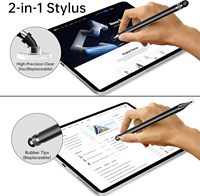 Stylet métallique haute précision 2-en-1 compatible avec les écrans tactiles des tablettes iPhone et Android, toutes couleurs