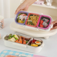 Boîte à lunch isotherme en acier inoxydable avec 3/4 compartiments, hermétique, pour micro-ondes, type bento, pour enfants/bureau