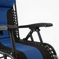 Chaise longue pliante de haute qualité en acier inoxydable, chaise longue inclinable à gravité zéro portable avec rembourrage surdimensionné
