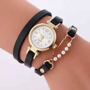 LNW065 Women Vintage Quartz Watches For Women Pearl Bracelet Watch Ladies Sports Dress Wrist Watch Clock