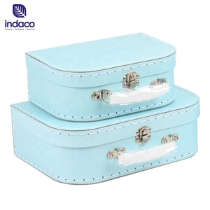 Wholesale Blue Paperboard Suitcase Shape Gifts <b>Boxes</b> Baby <b>Cardboard</b> Kids Suitcase with Handle - Product Image 6