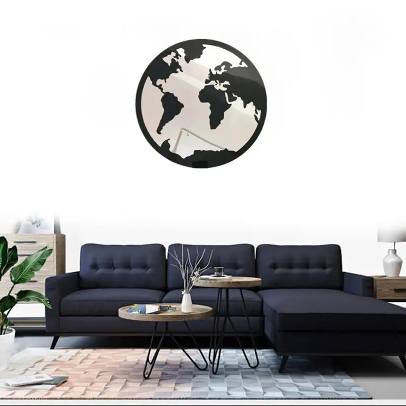 Round Wall Decoration Mirror Nordic Home Living Room Bedroom Wall Hanging Decoration World Map Wall Mirror