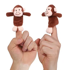 かわいいぬいぐるみ猿のおもちゃ指人形OEMデザインジャングル動物猿の指人形