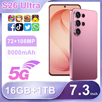 Smartphone S26 Ultra Android 13 5G 12GB 512GB 7.3 Pulgadas 64MP Cámara de Belleza 10 Núcleos Doble SIM Desbloqueo Facial