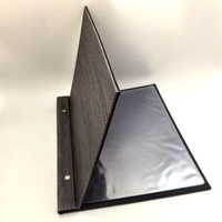 Menu personnalisé A4 en cuir PU grain de bois anthracite avec pochettes transparentes en PVC pour restaurant