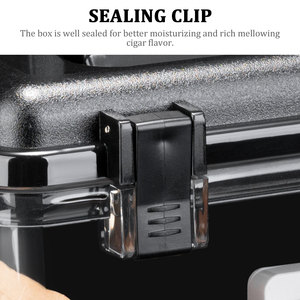 Boîte à cigares Cigarloong grande capacité en matériau PET transparent scellée avec hygromètre et comprimés hydratants en bois de cèdre - Product Image 4