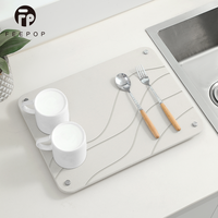Feepop Tapis de séchage de vaisselle en pierre de diatomite à absorption ultra rapide écologique pour la cuisine