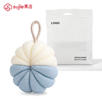 Spons Mandi Loofah Dua Warna Tebal & Lembut untuk Kulit, Menghasilkan Busa Melimpah, Desain Gantung