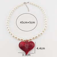 Collier ras de cou bohème en perles de résine colorées avec un grand pendentif en forme de cœur, imitation perle, chaîne, collier pour femmes, cadeau fait main, bijoux