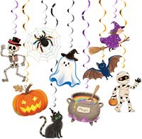 Décorations de fête suspendues pour Halloween, décorations de plafond intérieures, spirales, sorcières, chaudrons, fantômes, citrouilles, crânes, chats, décorations de fête sorcière