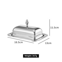 Vente directe d'usine, plat carré pour beurre, fromage et en-cas en acier inoxydable 304 de style européen, fait à la main, personnalisable, avec couvercle